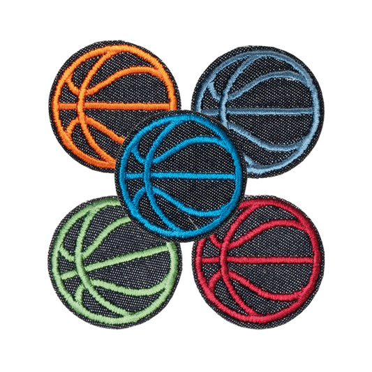 łatka naklejana żelazkiem naprasowanka piłka koszykowa koszykówka haftowana jeansowa aplikacja