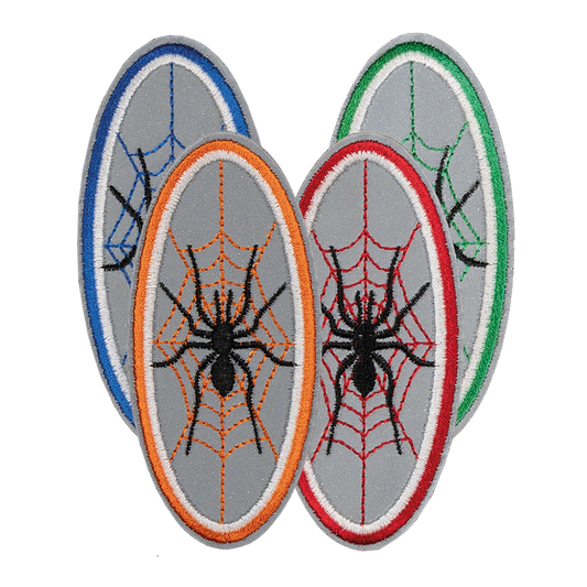 Odblaskowa bezpieczeństwo na drodze pająk kolory naszywka termo naprasowanka haft aplikacja na ubranie plecak łatka