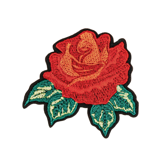 czerwona róża jasna naszywka termo naprasowanka haft łatka 