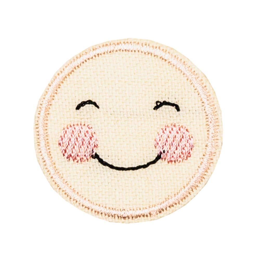 buźka emoji uśmiechnięta żółta aplikacja na materiał termo naprasowanka haftowana naszywka dla dzieci