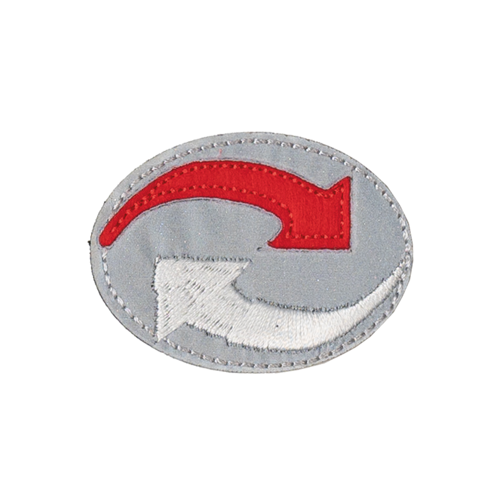 strzałki symbol odblaskowa naszywka termo naprasowanka haft aplikacja bezpieczeństwo na drodze łatka na ubranie plecak