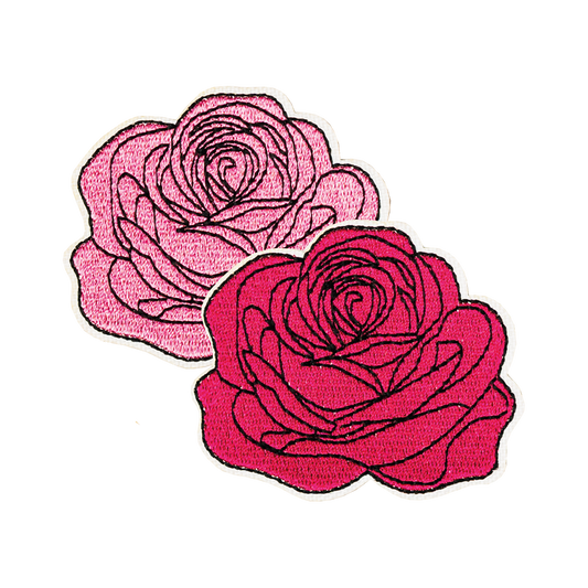 różowa czerwona róża naszywka termo naprasowanka haft różowa czerwona kwiatek na ubranie plecak buty