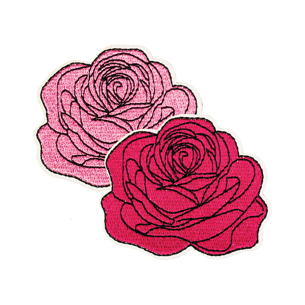 różowa czerwona róża naszywka termo naprasowanka haft różowa czerwona kwiatek na ubranie plecak buty