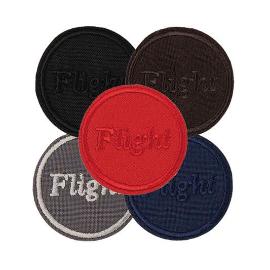 napis flight w kole czerwony czarny brązowy granatowy szary aplikacja na ubrania termo naprasowanka łatka na plecak