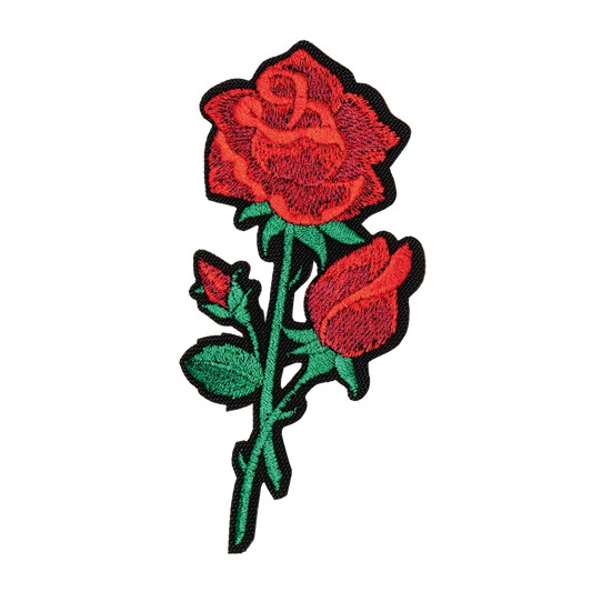wysoka długa czerwona róża naszywka termo łatka naprasowanka haft na plecak ubranie