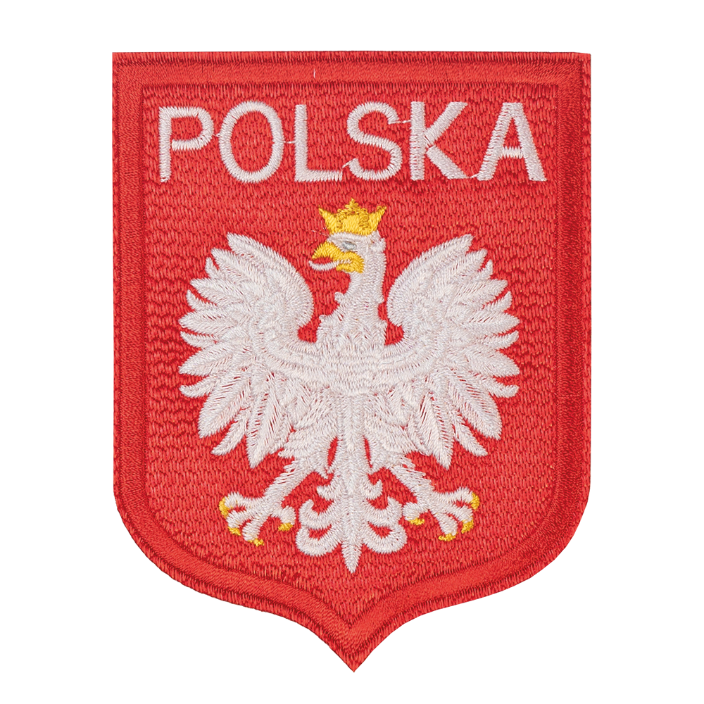godło polski naszywka termo naprasowanka haft aplikacja łatka orzeł w koronie biały czerwone polska