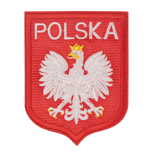 godło polski naszywka termo naprasowanka haft aplikacja łatka orzeł w koronie biały czerwone polska