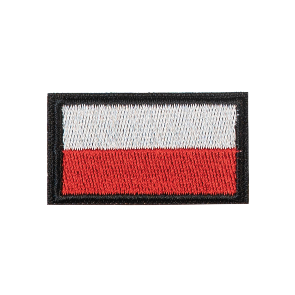 flaga polski naszywka termo naprasowanka haft aplikacja czarna ramka biało czerwona polska na ubranie na plecak łatka na buty