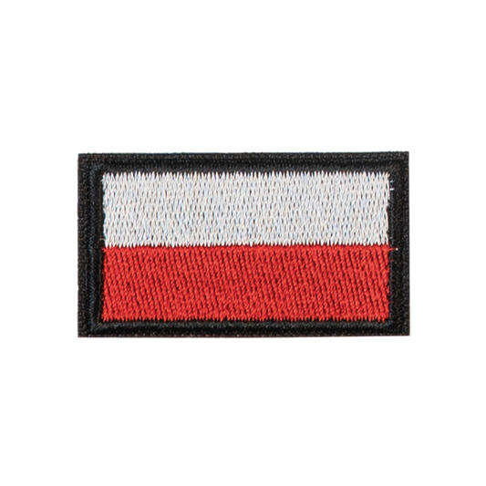 flaga polski naszywka termo naprasowanka haft aplikacja czarna ramka biało czerwona polska na ubranie na plecak łatka na buty