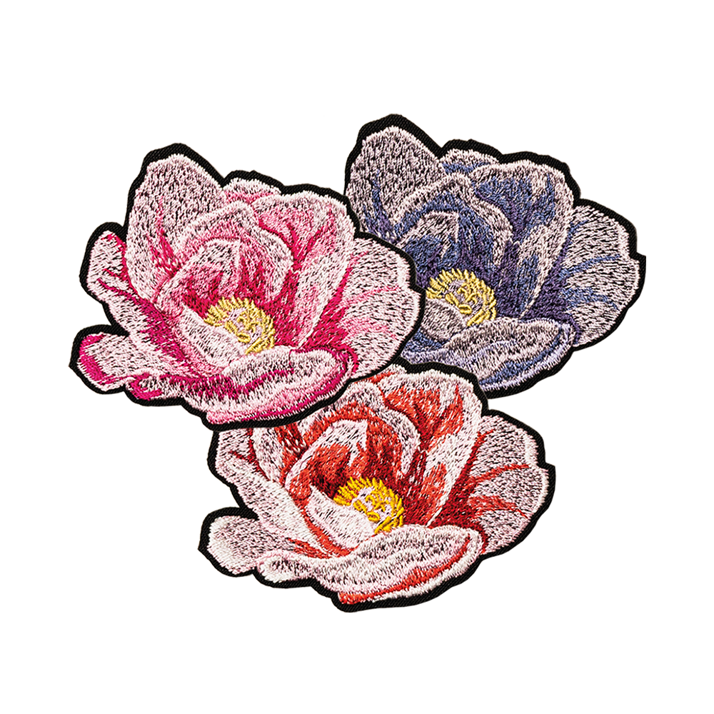 piękne róże dzikie kwiaty fioletowy różowy czerwony aplikacja termo naszywka na ubranie naprasowanka na plecak