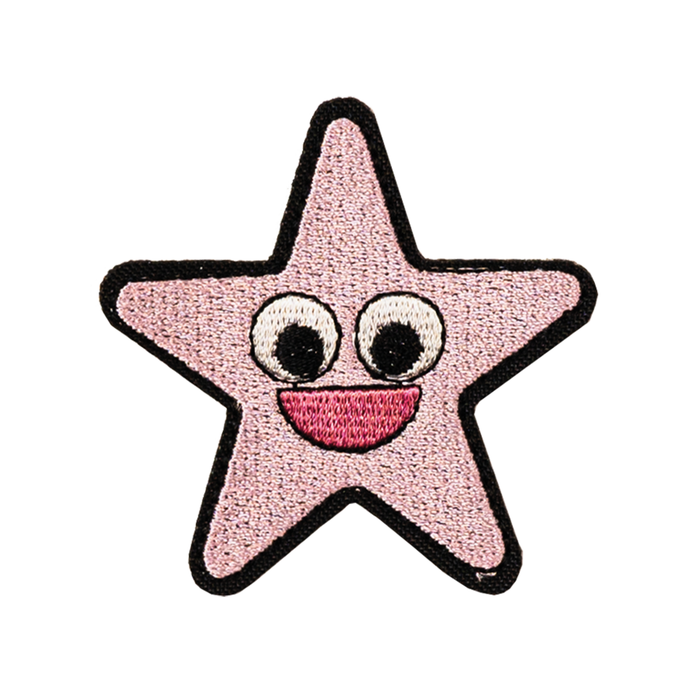 rozgwiazda gwiazda uśmiechnięta dla dzieci różowa naszywka haftowana termo na ubrania aplikacja naprasowanka