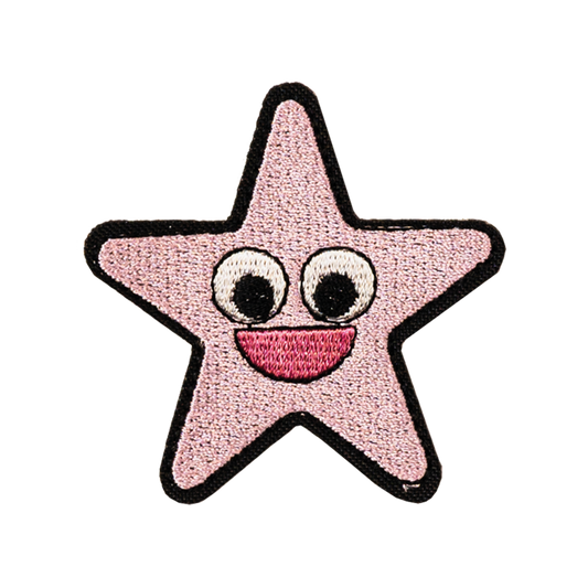 rozgwiazda gwiazda uśmiechnięta dla dzieci różowa naszywka haftowana termo na ubrania aplikacja naprasowanka