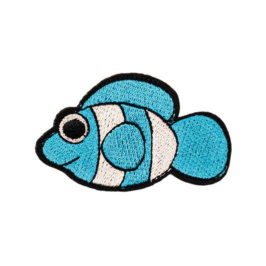 niebieska rybka w paski haft aplikacja termo na ubrania da dzieci naszywka naprasowanka
