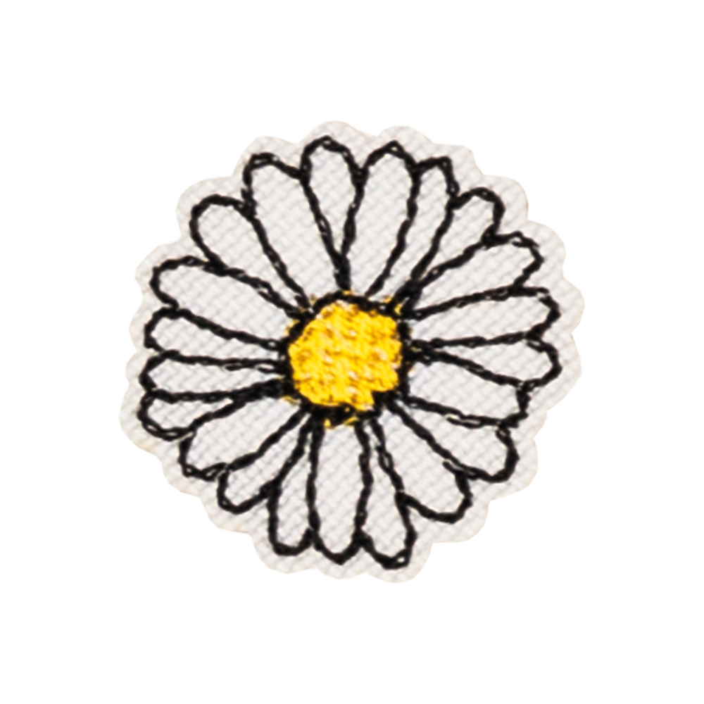 stokrotka biały kwiatek naszykwa haftowana aplikacja na ubranie